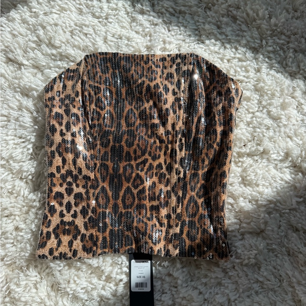 Fashion Nova Leopard Sequin Top